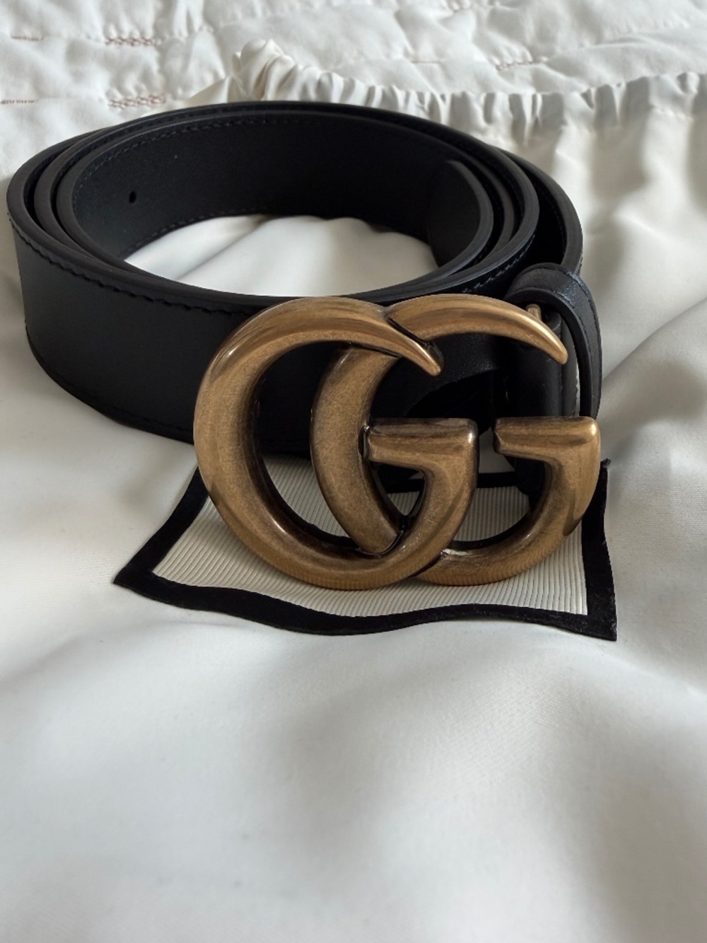 Gucci Double G Black Leather Belt – Size 95 – Never Worn
